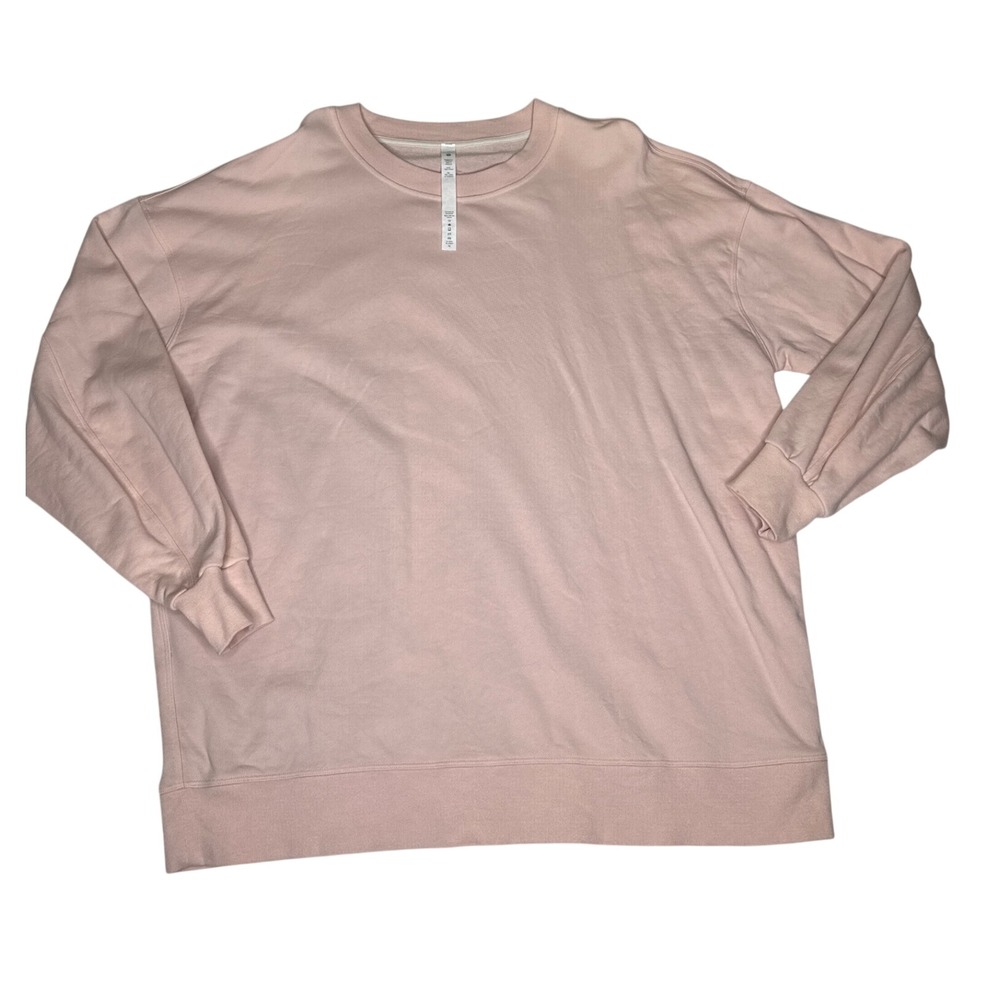 12 Lululemon Women's  Oversized Crew Sweatshirt Pink Cotton Yoga Pulloverk